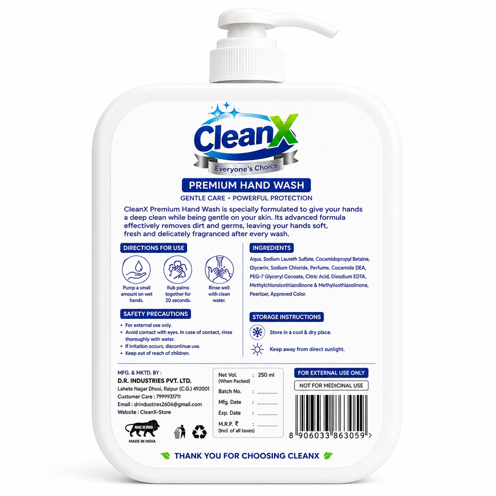 CleanX Premium Hand Wash – Pure White Care (250ml)