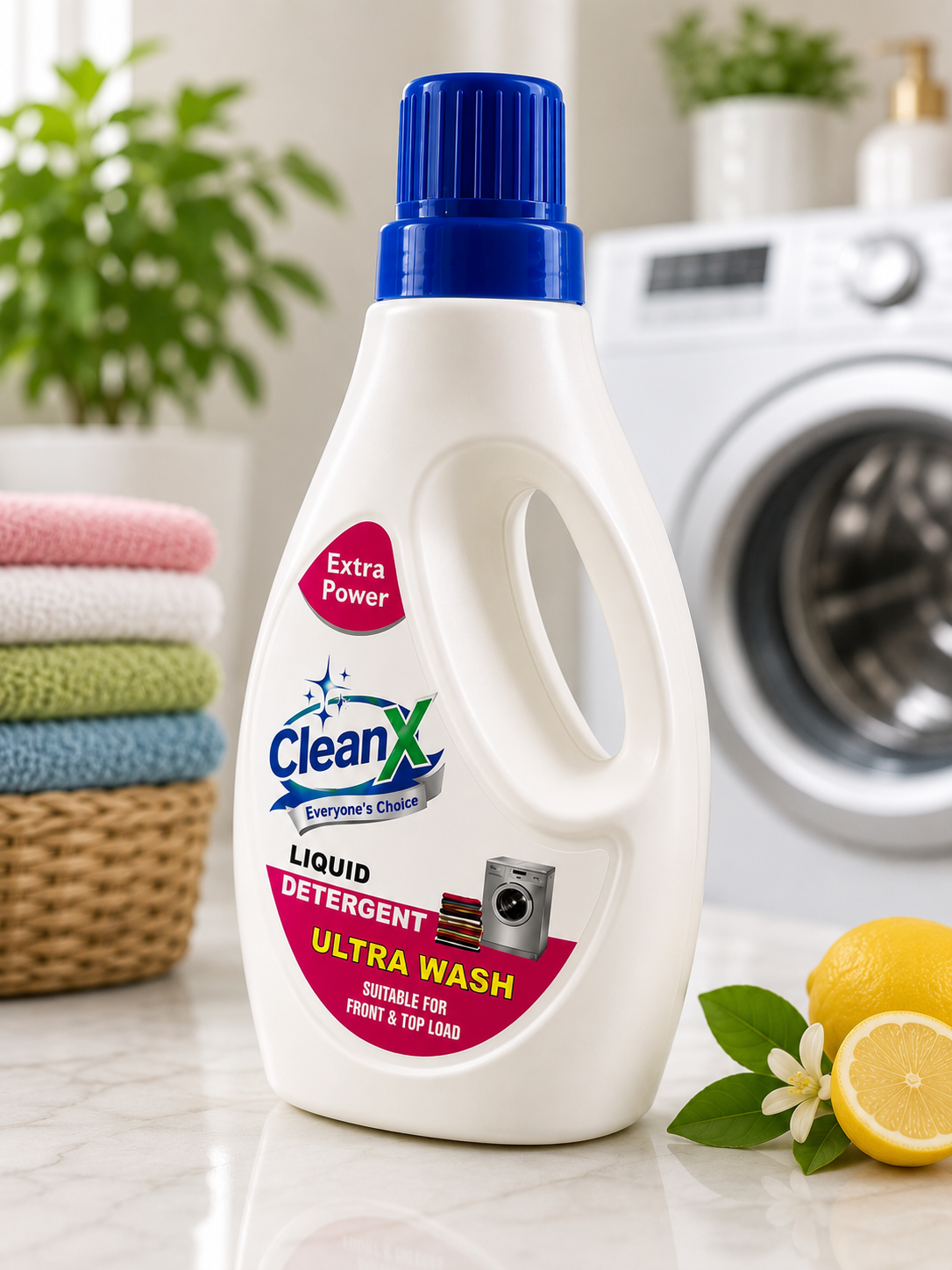 CleanX Liquid Detergent Ultra Wash | Front & Top Load Washing Machine Liquid | Deep Clean | 1L