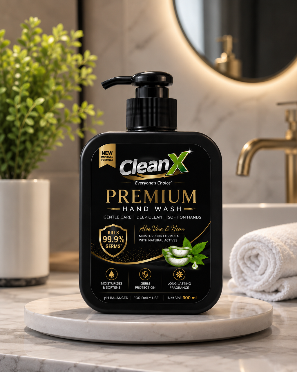 CleanX Premium Hand Wash | Aloe Vera & Neem | Moisturizing |300ml