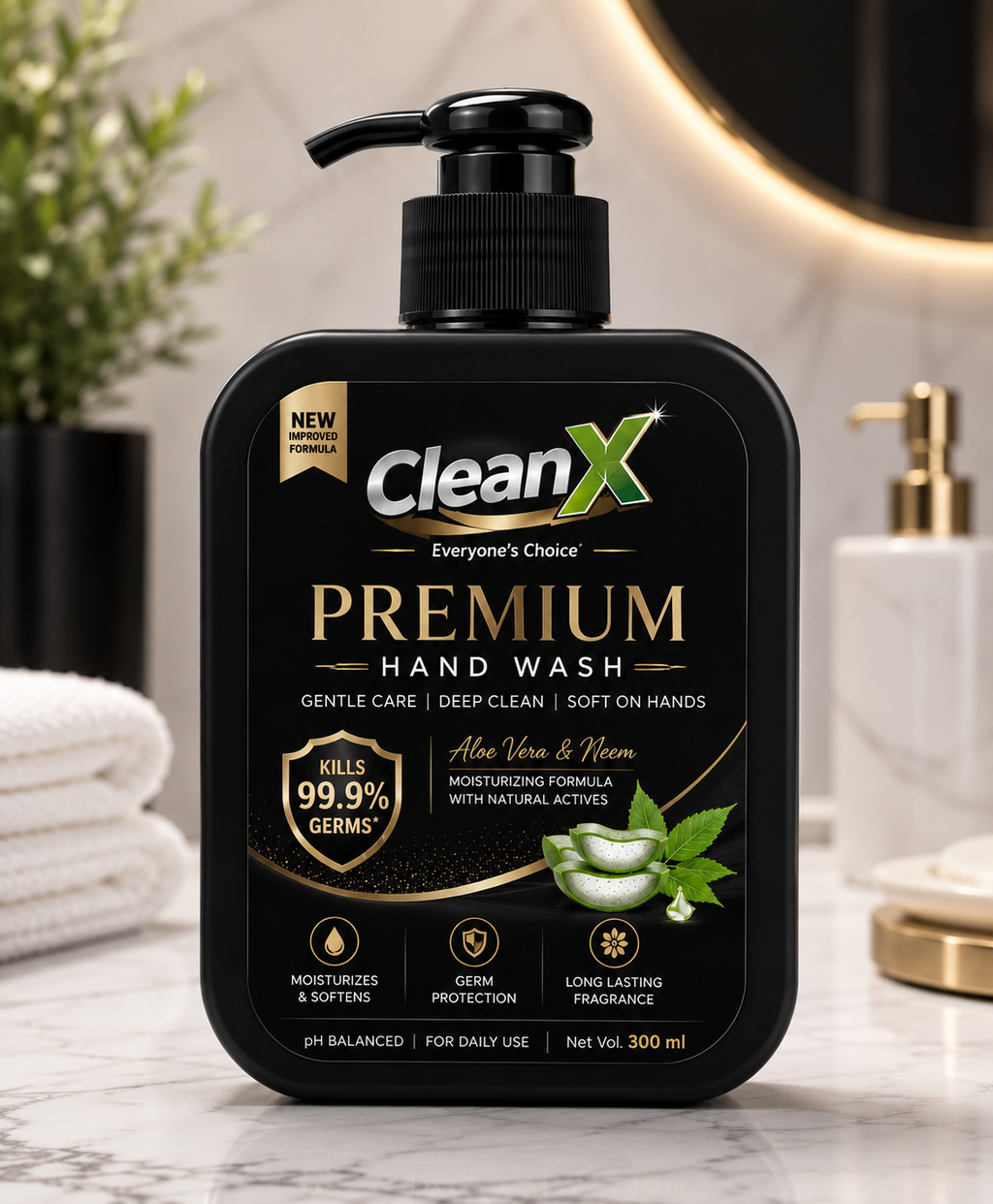 CleanX Premium Hand Wash | Aloe Vera & Neem | Moisturizing |300ml