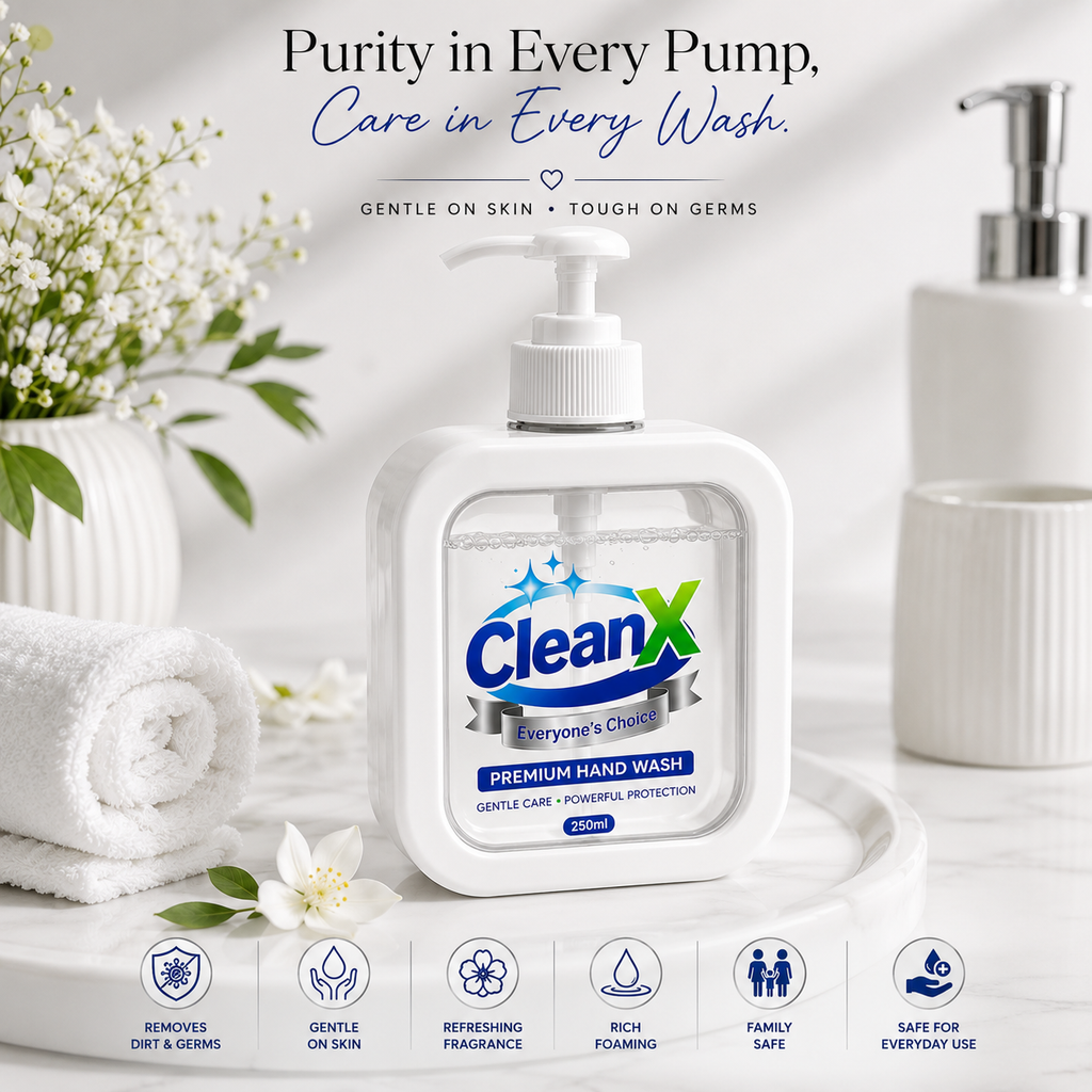 CleanX Premium Hand Wash – Pure White Care (250ml)