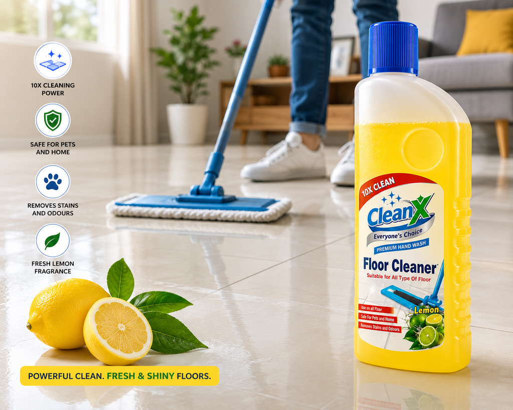 CleanX Floor Cleaner Liquid – Lemon Fragrance | Removes Stains & Odours | Safe for Home | 500ml