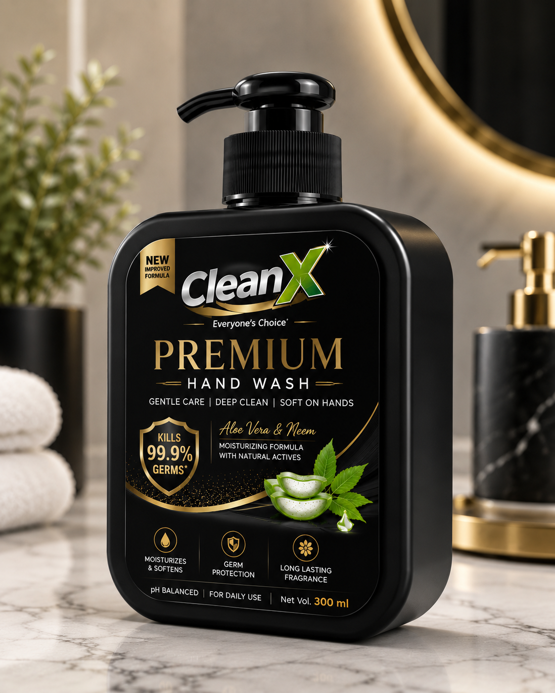 CleanX Premium Hand Wash | Aloe Vera & Neem | Moisturizing |300ml